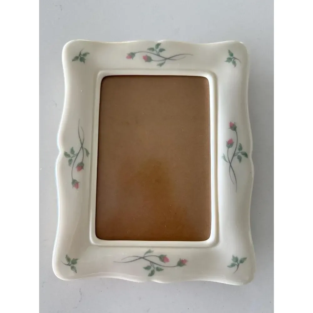 2 Lenox Rose Manor China Picture Frames  Ivory Pink Floral Cottagecore Decor